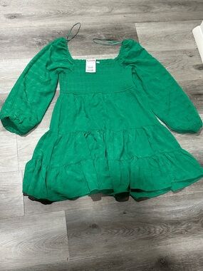T.J.Maxx Emerald Green Tiered Smocked Mini Dress